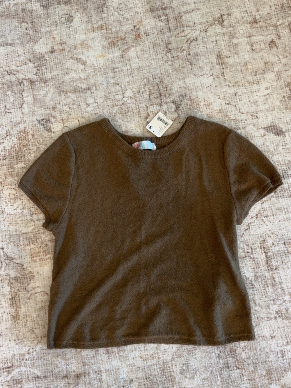 Free People Short Sleeve Crewneck Top - Chocolate Brown